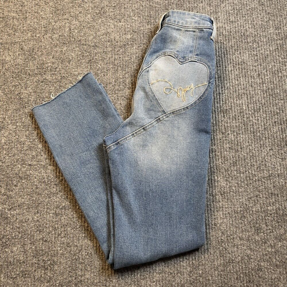 Juicy 2 Hearts Venice Ankle Straight Leg Jeans Women 0/24 Blue Medium Wash NEW